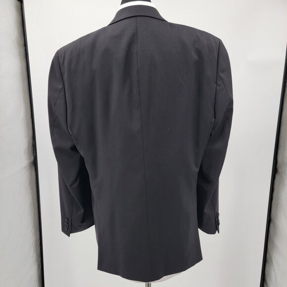 Calvin Klein Mens Black 100% Wool Satin Lapel Dbl Vent Formal Tuxedo Jacket 44R - Picture 3 of 13